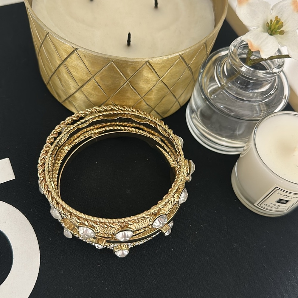 Gold Cache Rhinestone Bangles - Picture 3 of 8